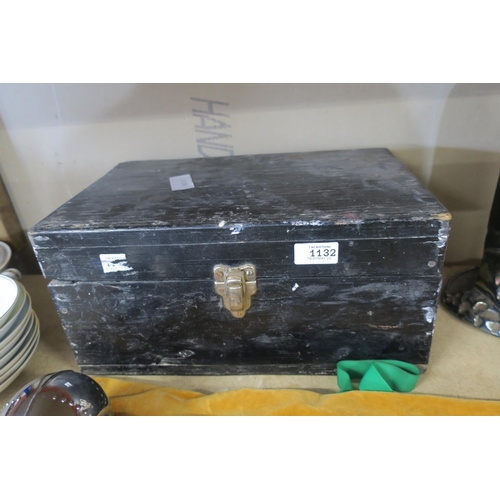 1132 - ANTIQUE WOODEN TOOLBOX