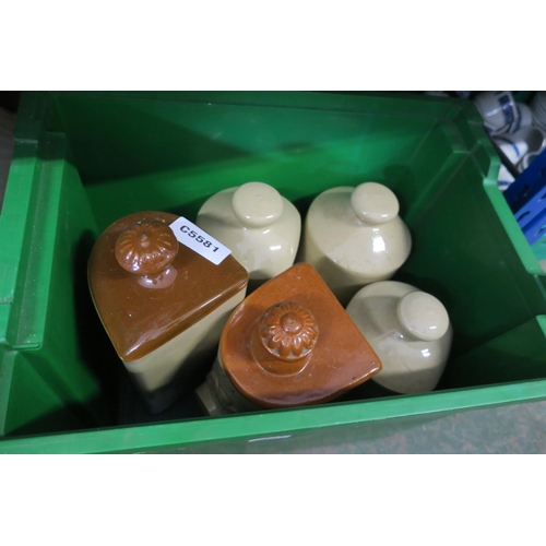 1147 - BOX OF STONEWARE HOT WATER BOTTLES