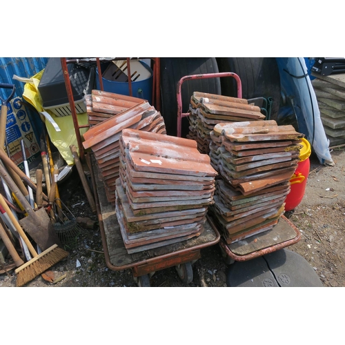 297 - LARGE STACK OF DOUBLE ROMAN SLATE TILES