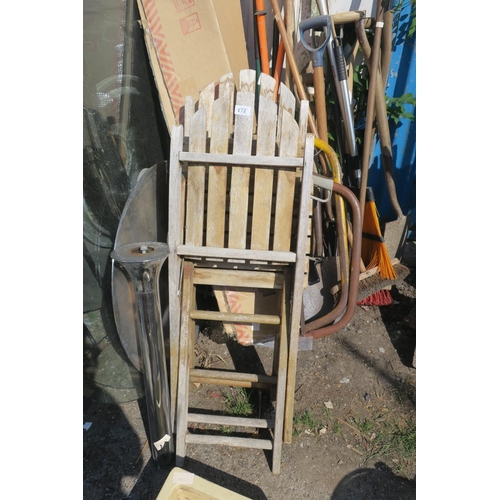 172 - TWO GARDEN CHAIRS AND NEW PARASOL BASE