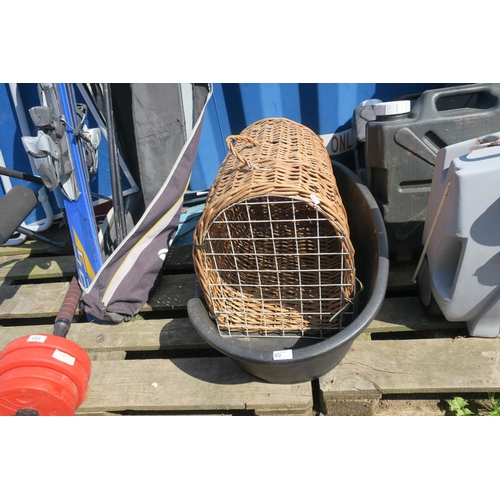 99 - WICKER ANIMAL CAGE AND DOG BASKET