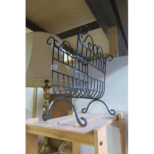 451 - WROUGHT IRON MAGAZINE RACK