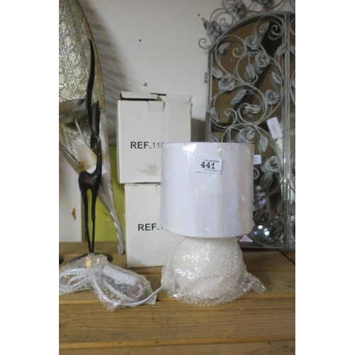 441 - PAIR OF SMALL WHITE BEDSIDE TABLE LAMPS