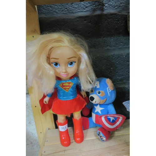 711 - CAPTAIN AMERICA BEAR AND SUPERGIRL DOLL