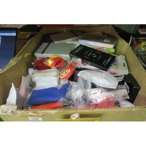 783 - LARGE BOX OF NEW ASSORTED GOODS INC IPAD CASES, PHONE CASES HAIR DYE ETC