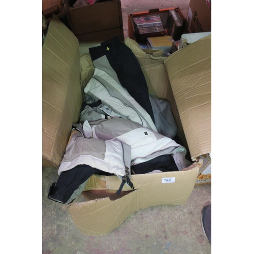 788 - BOX OF CLOTHING, JACKETS AND SUITS