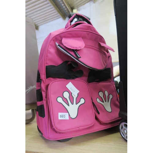 803 - CHILDS PINK FROG WHEELED CASE