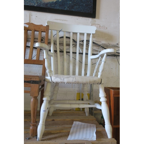 881 - VINTAGE FARMHOUSE CARVER CHAIR