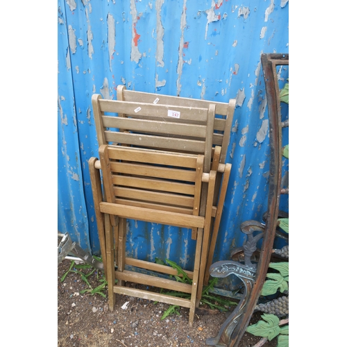 147 - PAIR WOODEN FOLDING CHAIRS