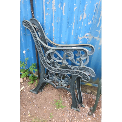 159 - PAIR OF METAL BENCH ENDS