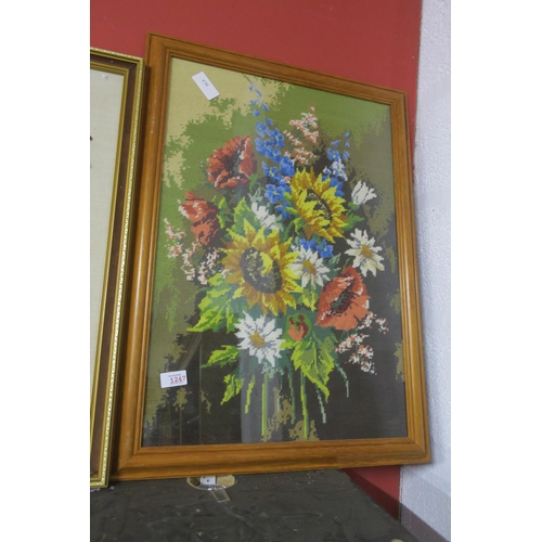 1247 - FRAMED FLORAL TAPESTRY PIECE