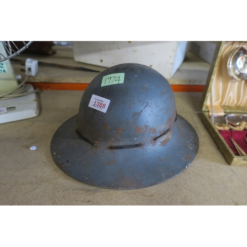 1388 - WW2 ZUCKERMAN HELMET - '41' STAMPED ON INSIDE