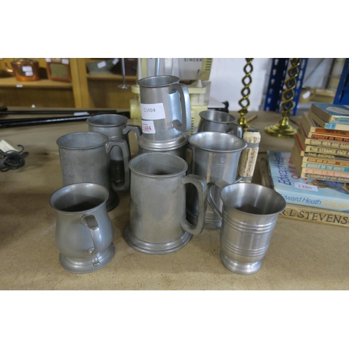 1404 - COLLECTION OF PEWTER TANKARDS