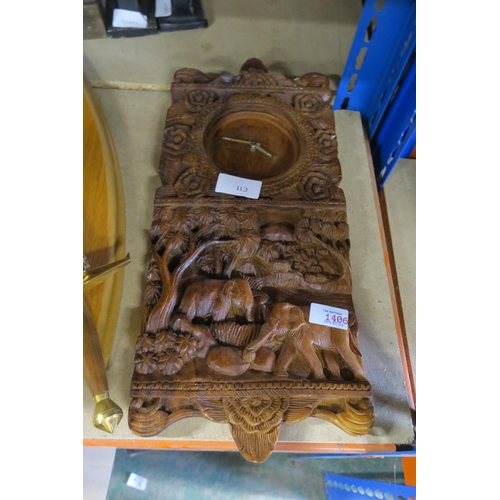 1406 - HEAVILY CARVED WALL CLOCK