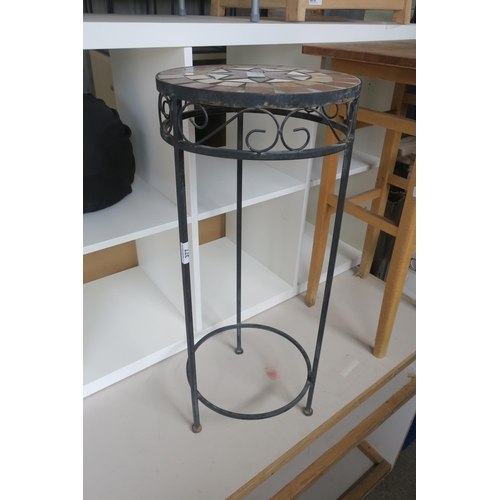 377 - METAL SIDE TABLE WITH MOSAIC TOP