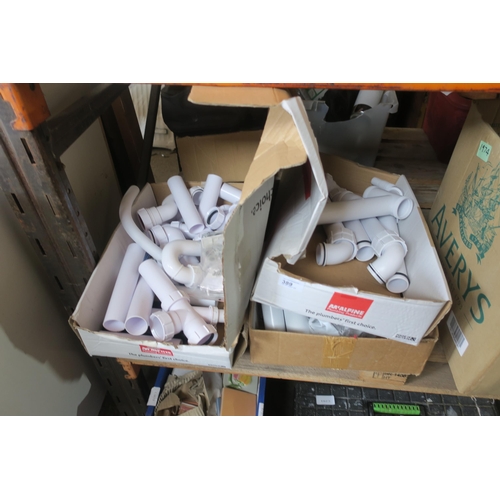 389 - TWO BOXES OF MCALPINE PLASTIC PLUMBING PIPES