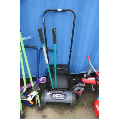 64 - PUSH ALONG MOWER AND GARDEN SHEARS