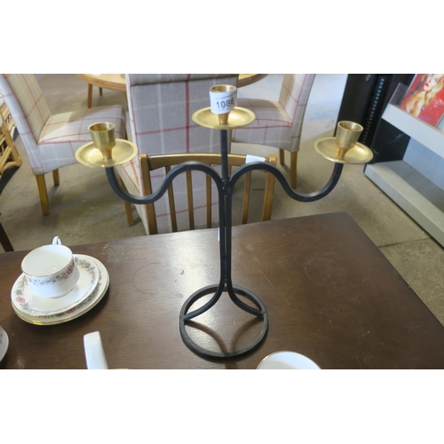 1086 - WROUGHT IRON & BRASS CANDELABRA