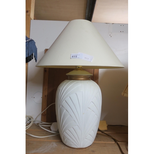 415 - CREAM TABLE LAMP AND SHADE