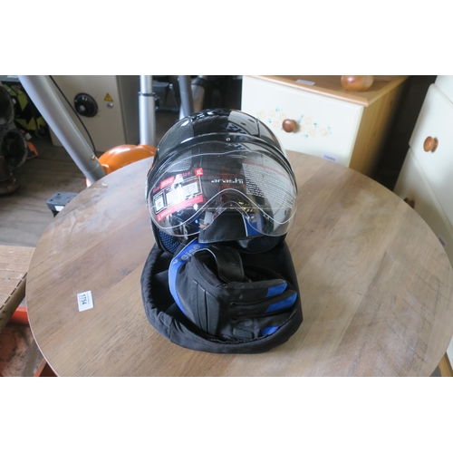 1756 - OPEN FACE CRASH HELMET AND GLOVES