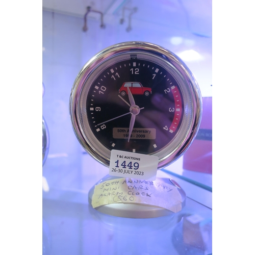 1449 - 50TH ANNIVERSARY MNI CARS ALARM CLOCK , DASHBOARD STYLE