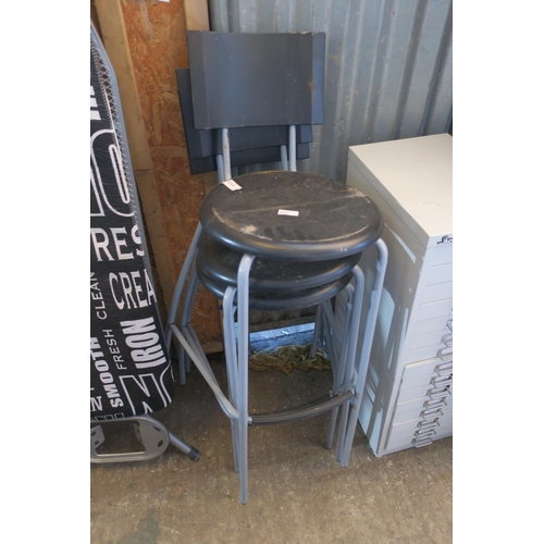 395 - 3  METAL  FRAMED BAR CHAIRS