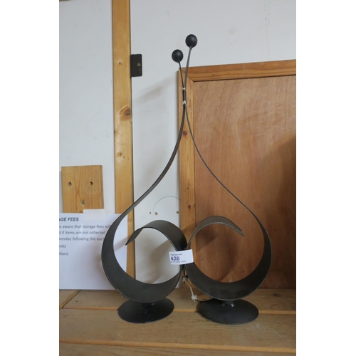 420 - PAIR OF METAL WALL HUNG CANDLE HOLDERS