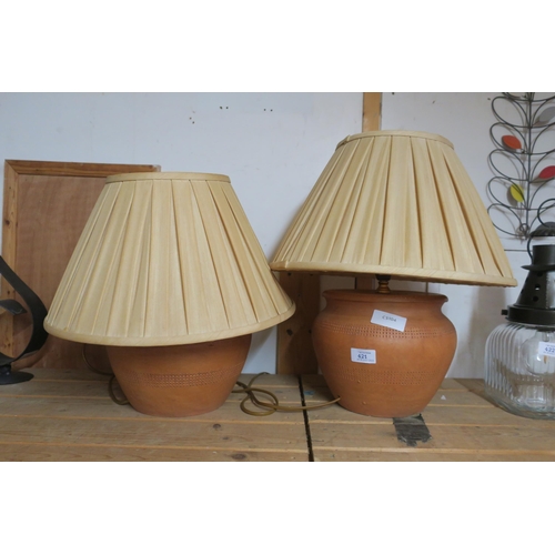 421 - PAIR OF TERRACOTTA LAMPS