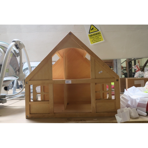 663 - WOODEN DOLLS HOUSE