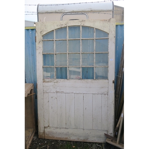 117 - VINTAGE LARGE WOODEN PART GLAZED DOOR