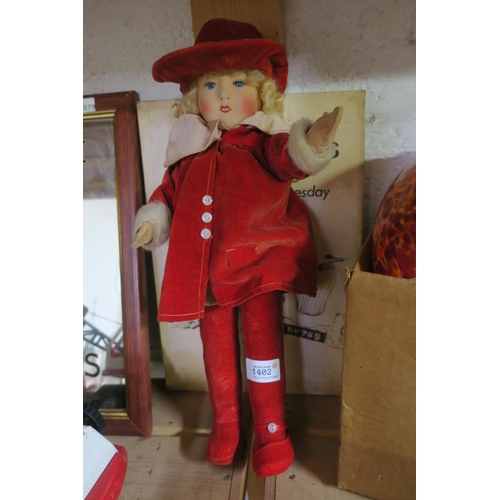 1402 - VINTAGE DOLL IN RED OUTFIT