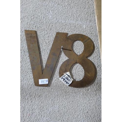 232 - V 8 METAL WALL SIGN