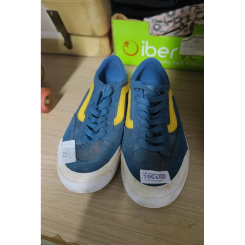 1054 - PAIR OF BLUE AND YELLOW VANS SIZE 8