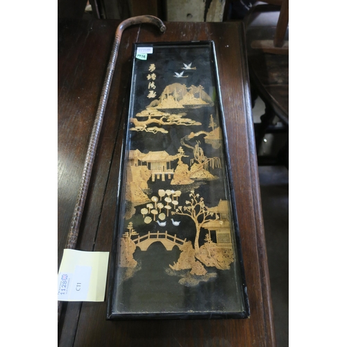 1129 - FRAMED CHINESE CORK PICTURE