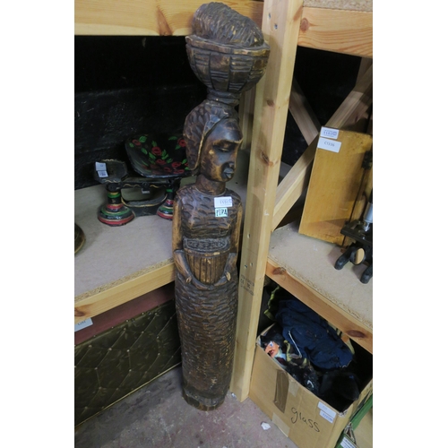 1151 - TALL CARVED ETHNIC FIGURINE