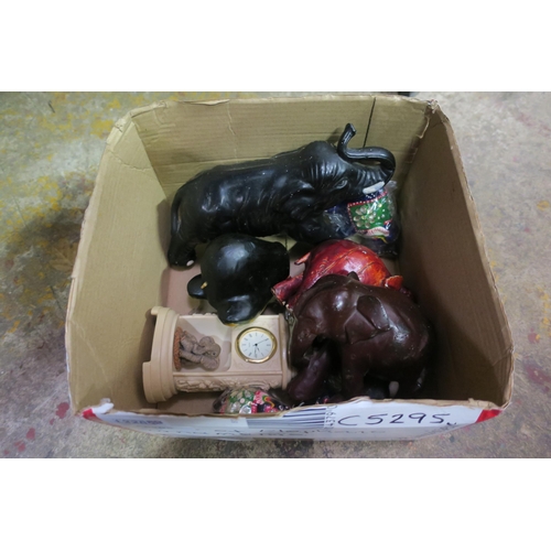 1228 - BOX OF VARIOUS ELEPHANT ORNAMENTS