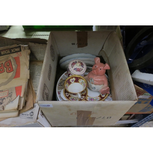 1265 - BOX OF VINTAGE CHINA & CERAMICS