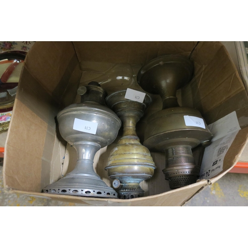 1284 - BOX OF THREE OIL LAMPS