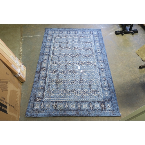 723 - BLUE 100% COTTON PATTERNED RUG 120 X 180CM BY FOREVER ENGLAND