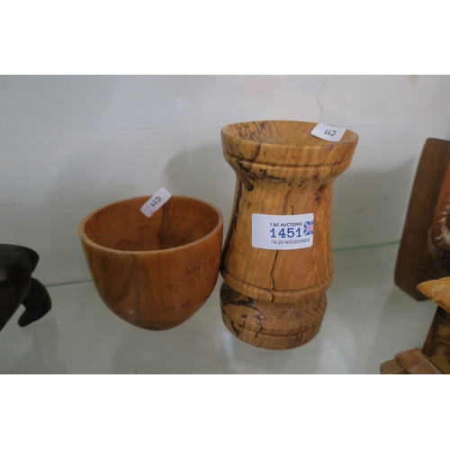 1451 - HAND TURNED WOODEN CUP & VASE