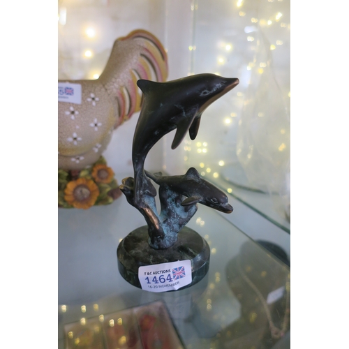 1464 - CAST BRONZE DOLPHIN FIGURINE