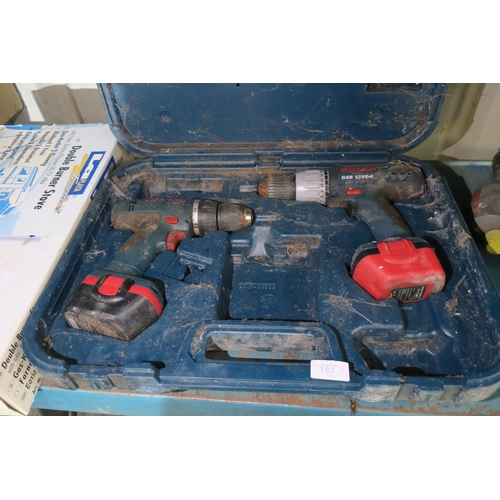 182 - BOSCH TWINSET DRILLS BATTERIES ONLY NO CHARGER