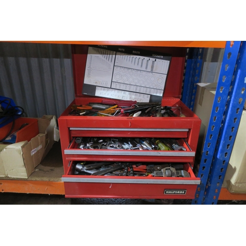 233 - HALFORDS TOOL CHEST AND TOOLS