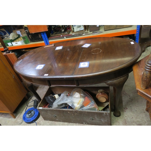 ANTIQUE CABRIOLE LEGGED, CRANK HANDLE DINING TABLE