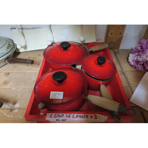 154 - 3 LE CRUSET COOKING PANS