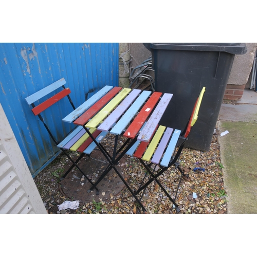 23 - MULTICOLOURED FOLDING BISTRO SET