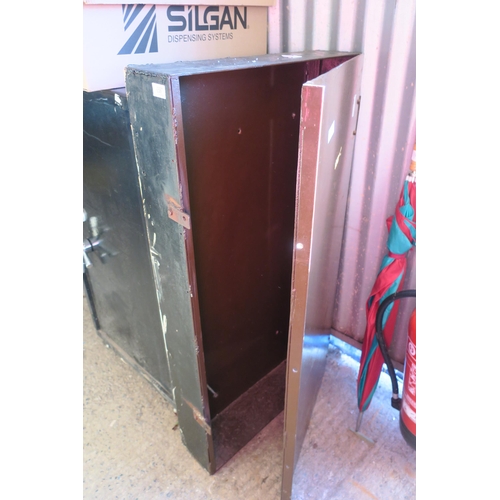 126 - HEAVY STEEL CABINET WITH HOLES FOR PADLOCKS