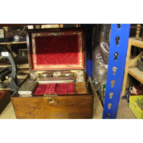 1184 - ANTIQUE VICTORIAN TRAVEL VANITY BOX