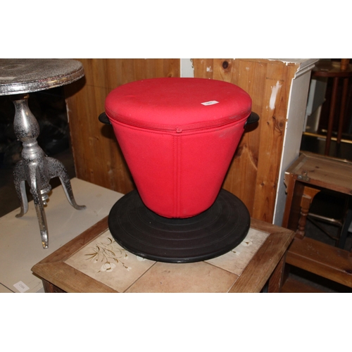 907 - RED IKEA, SWIVEL STORAGE STOOL