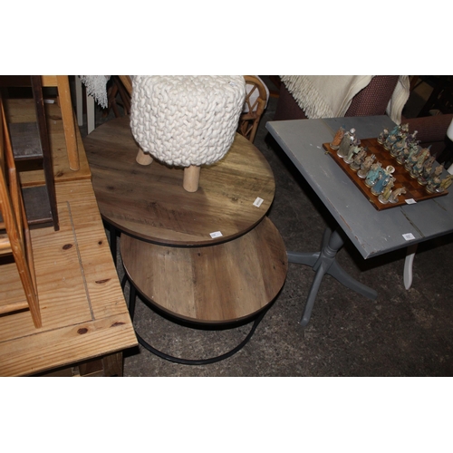 920 - TWO OAKLAND STYLE  ROUND STACKABLE COFFEE TABLES